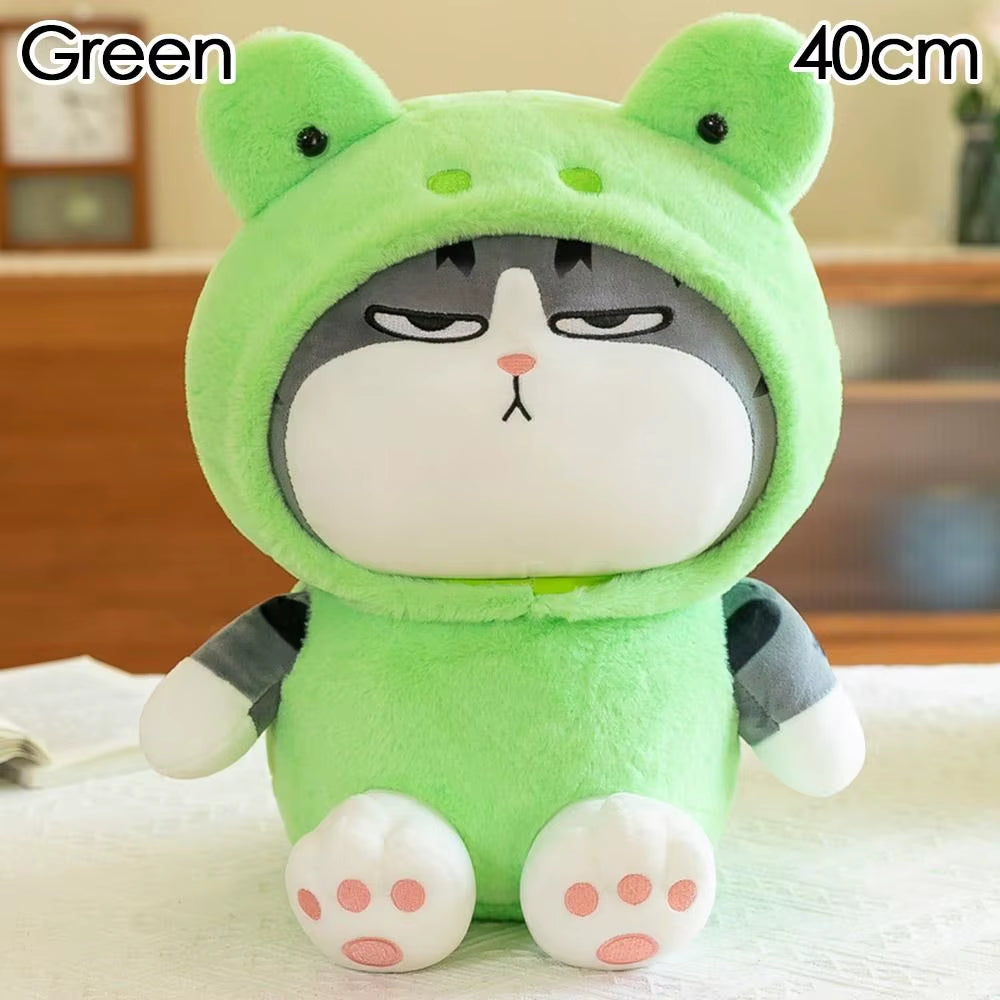 22/40Cm Cartoon Tabby Cat Doll Plush Toy Small Hooded Dressed Panda Frog Bunny Plushie Peluche Cosplay Animal Kids Gift