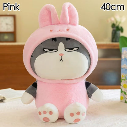 22/40Cm Cartoon Tabby Cat Doll Plush Toy Small Hooded Dressed Panda Frog Bunny Plushie Peluche Cosplay Animal Kids Gift