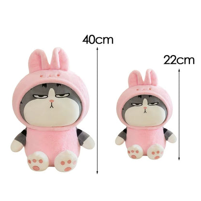 22/40Cm Cartoon Tabby Cat Doll Plush Toy Small Hooded Dressed Panda Frog Bunny Plushie Peluche Cosplay Animal Kids Gift