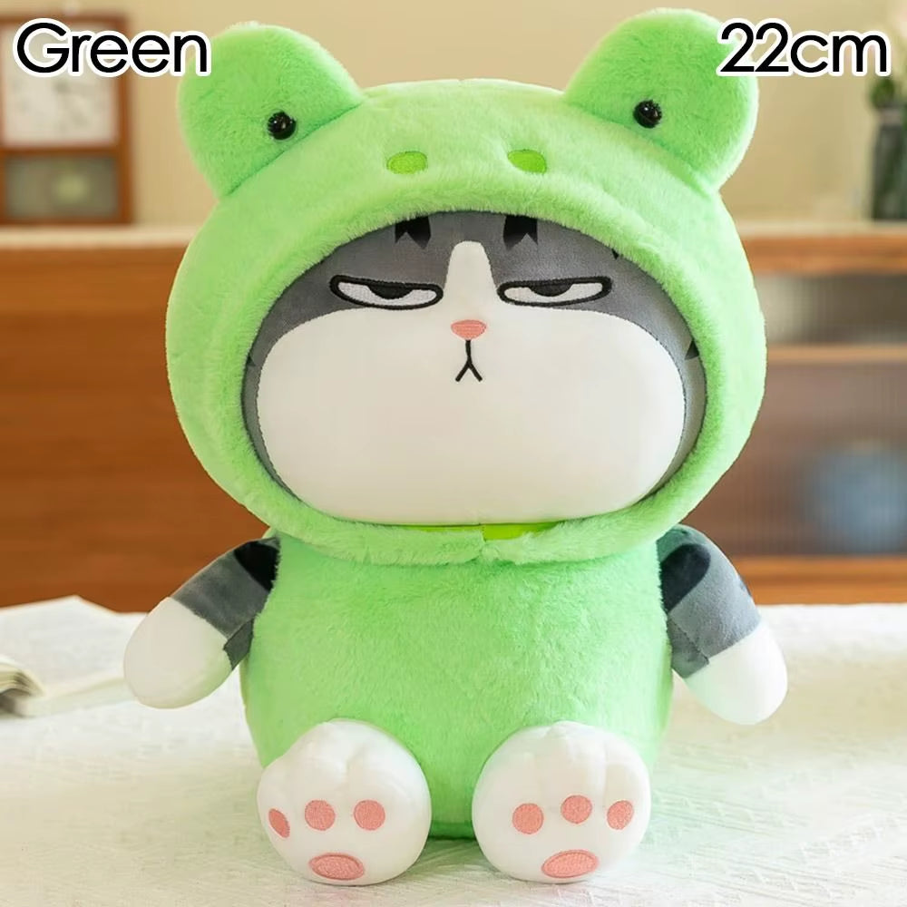 22/40Cm Cartoon Tabby Cat Doll Plush Toy Small Hooded Dressed Panda Frog Bunny Plushie Peluche Cosplay Animal Kids Gift