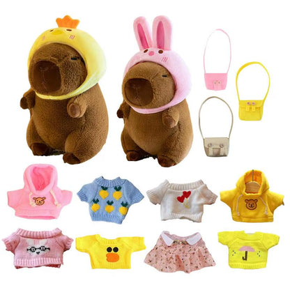 9 Inch Dress up Capybara Plush Doll with Clothes and Accessories Cute Stuffed Capybara Dolls Plushies Capybara Figure Child Gift