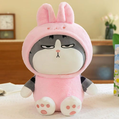 22/40Cm Cartoon Tabby Cat Doll Plush Toy Small Hooded Dressed Panda Frog Bunny Plushie Peluche Cosplay Animal Kids Gift