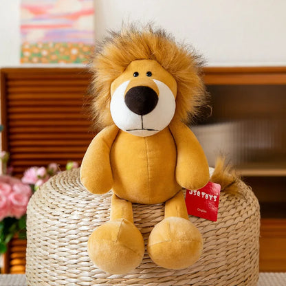 25Cm Stuffed Lifelike Lion Tiger Elephant Monkey Leopard Giraffe Raccoon Doll Simulation Forest Animals Plush Toys for Kids Gift