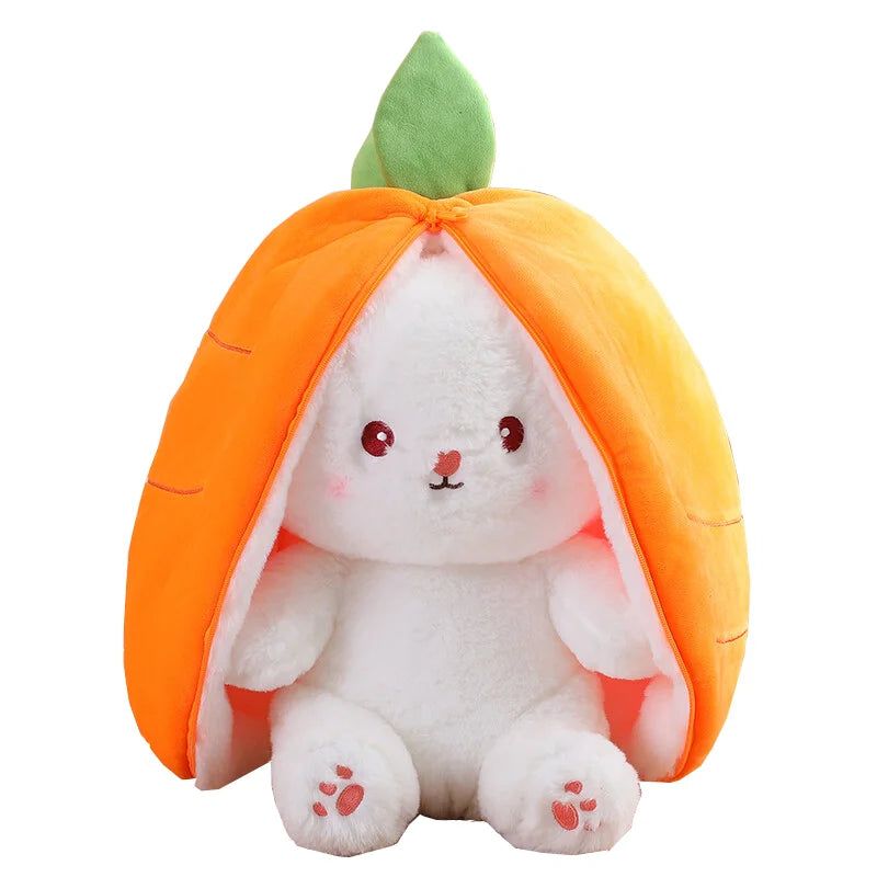 25Cm Cute Strawberry Carrot Rabbit Plush Toy Stuffed Creative into Fruit Transform Baby Cuddly Bunny Doll for Kid Birthday Gift