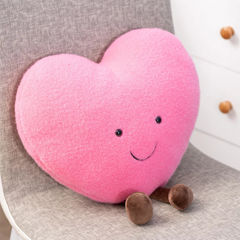 Red Love Heart Plushie Stuffed Fly Wings Plush Toy Plush Pink Heart Office Decor Cushion for Girl Nap Sleep Pillow for Her Gift