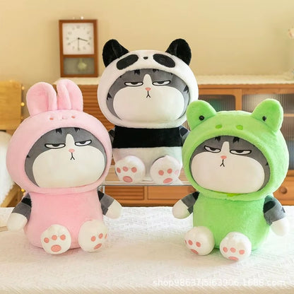 22/40Cm Cartoon Tabby Cat Doll Plush Toy Small Hooded Dressed Panda Frog Bunny Plushie Peluche Cosplay Animal Kids Gift