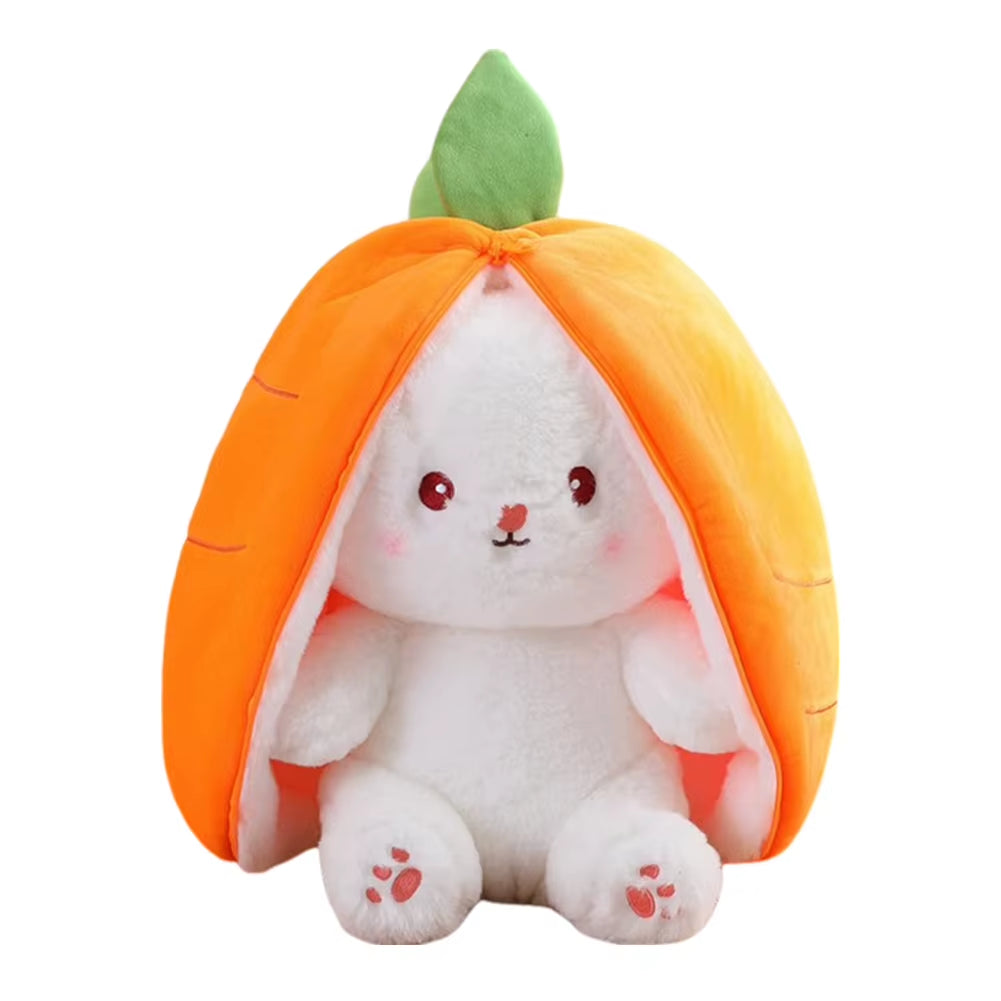 18/25/35 Cm Reversible Bunny Carrot Strawberry Toy with Zipper Carrot Rabbit Plush Toy Pillow Decor Easter Gift for Kids Adults