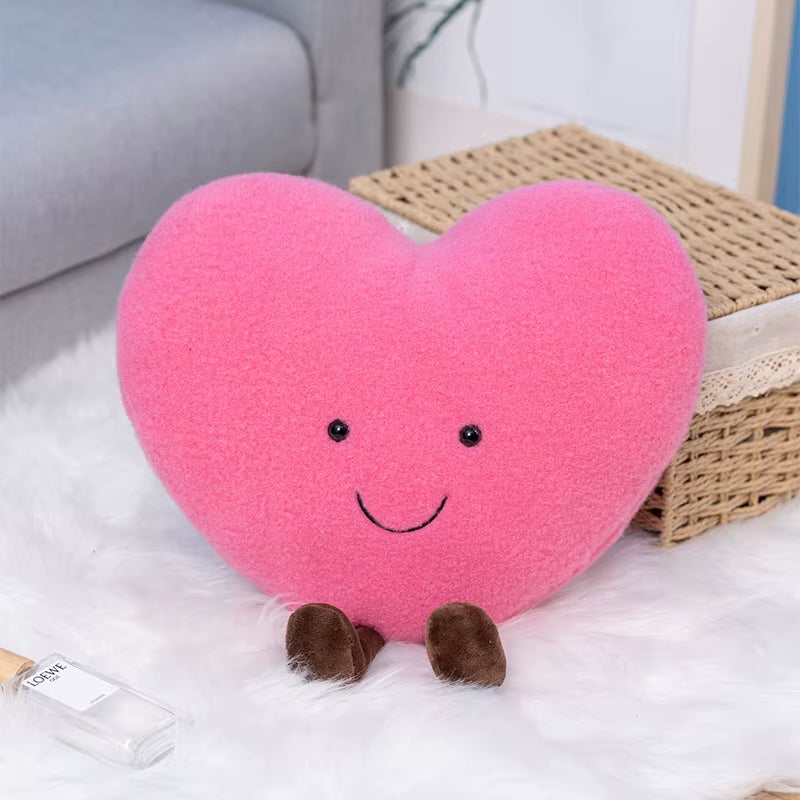 Red Love Heart Plushie Stuffed Fly Wings Plush Toy Plush Pink Heart Office Decor Cushion for Girl Nap Sleep Pillow for Her Gift